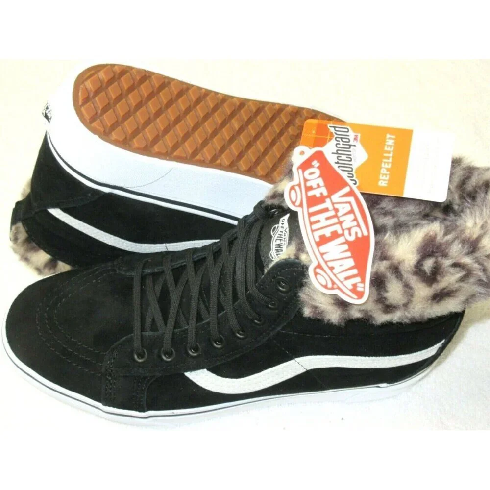 Vans Women's Sk8-Hi Platform MTE All Weather Suede Boots Black Leopard Size 5.5